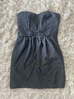 Must Have Strapless Dark Gray Bustier Tulip Dress